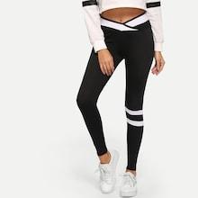 Romwe Contrast Trim Skinny Leggings