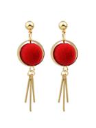 Romwe New Model Red Ball Long Spike Earrings