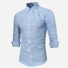 Romwe Guys Button Detail Solid Shirt