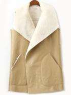 Romwe Shawl Collar Vest With Pockets