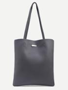 Romwe Grey Pebbled Faux Leather Tote Bag