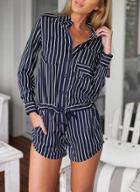 Romwe Lapel With Buttons Vertical Striped Jumpsuit