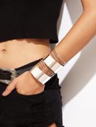 Romwe Silver Plated Hollow Out Cuff Bracelet