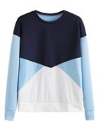 Romwe Contrast Color Block Dropped Shoulder Seam Sweatshirt
