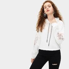 Romwe Animal Print Drawstring Hoodie