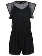 Romwe Short Sleeve Lace Hollow Jumpsuit