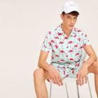 Romwe Guys Allover Flamingo Shirt And Slant Pocket Shorts Set