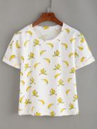 Romwe Allover Banana Print T-shirt