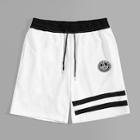 Romwe Guys Graphic Patched Striped Shorts