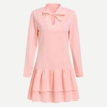 Romwe Knot Neck Solid Dress
