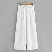 Romwe Striped Belted Wide Leg Pants