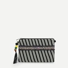Romwe Tassel And Pom Pom Decor Clutch