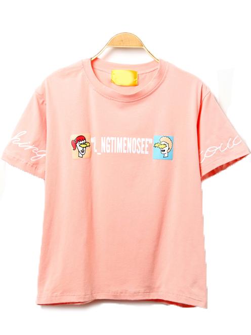 Romwe Pink Short Sleeve Print T-shirt