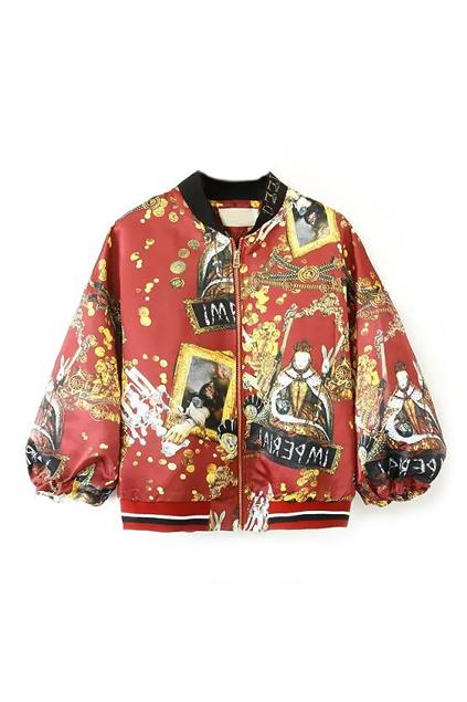 Romwe Ancient Persons Print Loose Coat
