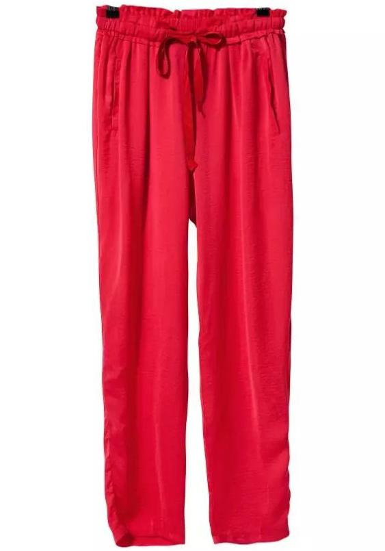 Romwe Red Elastic Waist Loose Pant