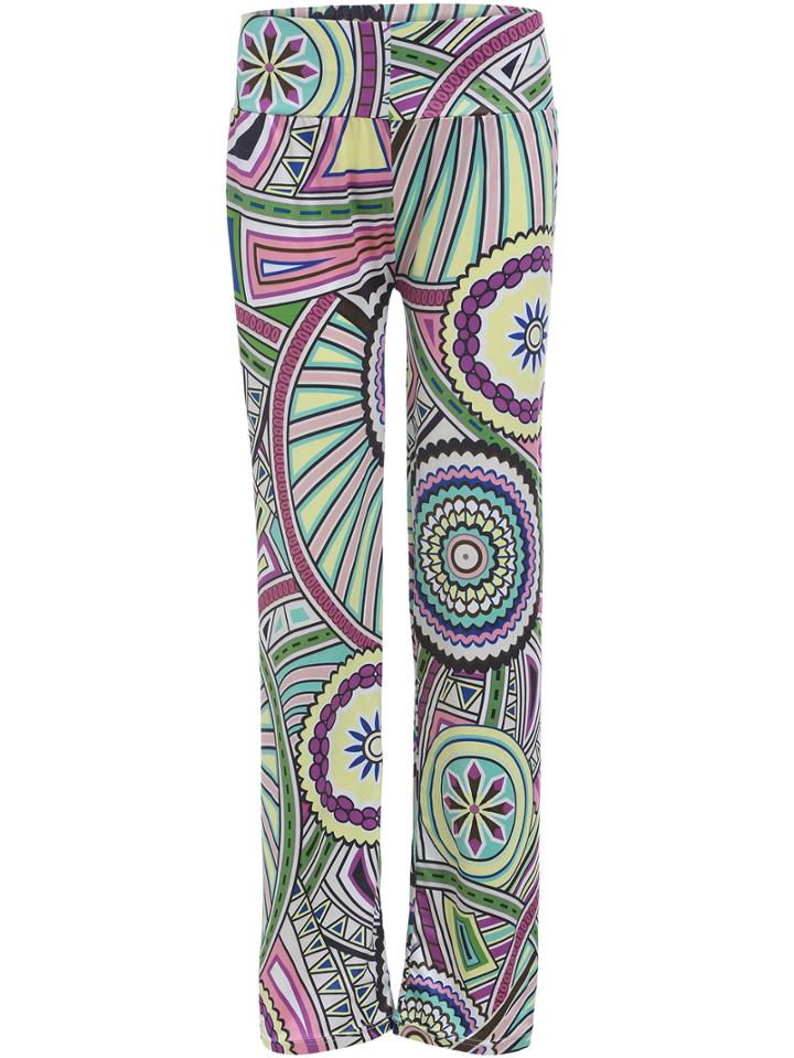 Romwe Multicolor Wheel Print Straight Pant