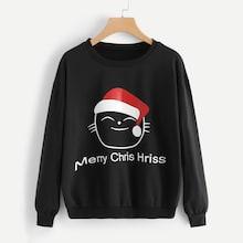 Romwe Cartoon & Letter Print Sweatshirt