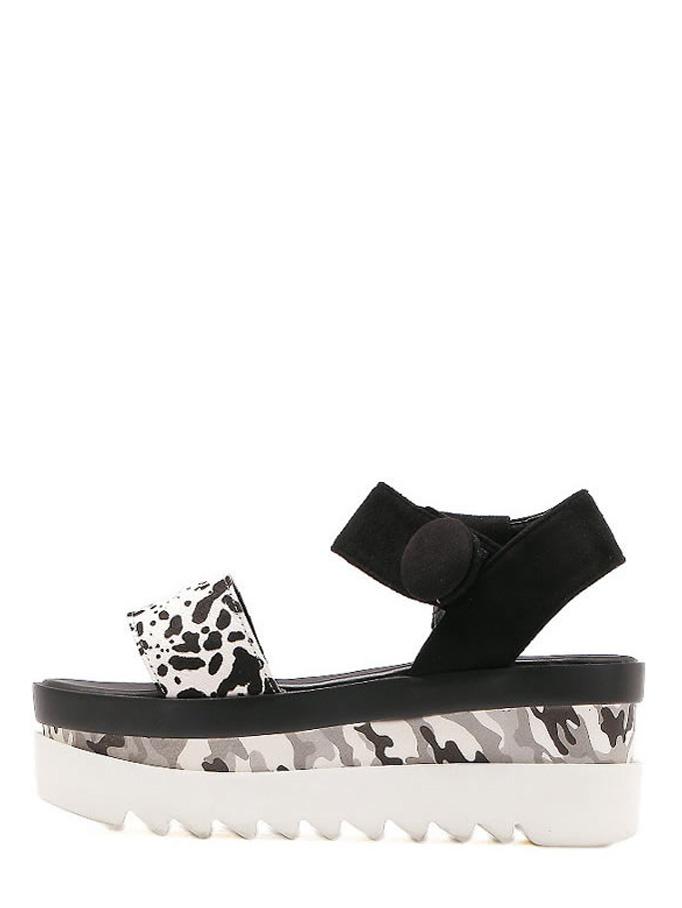 Romwe White Platform Open Toe Printed Sandals
