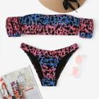Romwe Random Cheetah Print Off The Shoulder Bikini Set