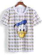 Romwe White Short Sleeve Donald Duck Print T-shirt