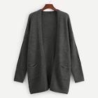 Romwe Plus Pocket Patched Solid Cardigan