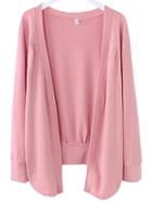 Romwe Pink Asymmetrical Ruched Cardigan
