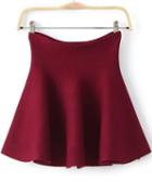 Romwe Flouncing Flare Red Skirt