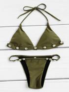 Romwe Shell Embellished Triangle Bikini Set