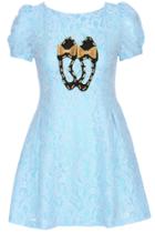 Romwe Romwe Bowknot Shoes Stitching Blue Short-sleeved Dress