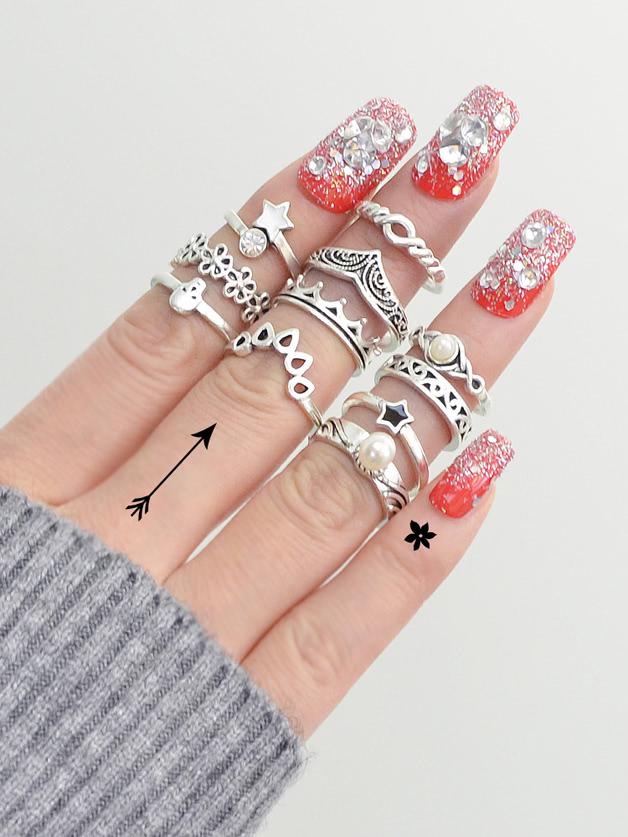Romwe Carved Ring 11 Sets