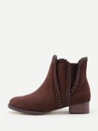 Romwe Whipstitch Detail Block Heeled Ankle Boots