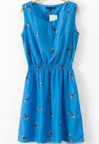 Romwe Round Neck Bird Print Dress
