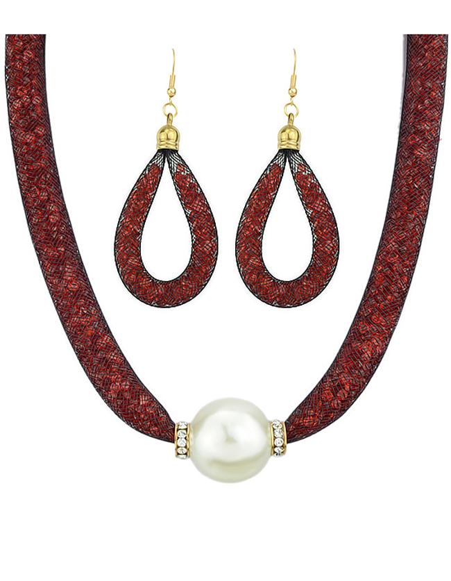 Romwe Costume Jewelry Net And Fake Pearl Fashion Women Jewelry Set