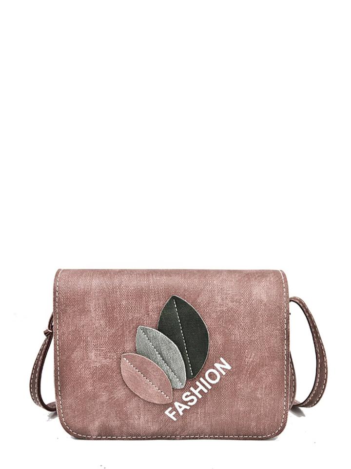 Romwe Leaf Patch Distressed Flap Bag