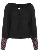 Romwe Lace Crochet Hollow Embroidered Black Blouse