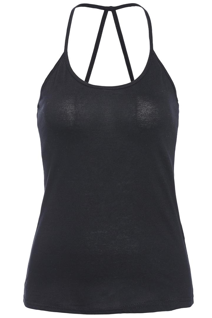 Romwe Halter Backless Slim Cami Top