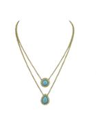 Romwe Blue Beads Water Drop Pendant Necklace For Women