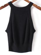 Romwe Black Slim Basic Tank Top