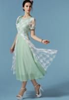 Romwe Lace Embroidered Vintage Dress