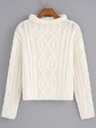 Romwe Turtleneck Cable Knit Sweater