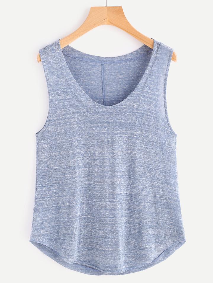 Romwe Space Dye Curved Hem Tank Top