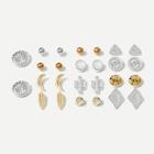 Romwe Moon & Cactus Stud Earrings 13pairs