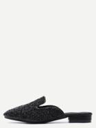 Romwe Glittery Black Sequin Loafer Slippers