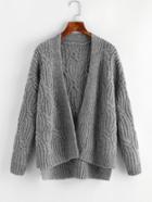 Romwe Cable Chunky Knit Cardigan