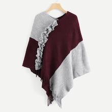Romwe Fringe Ruffle Detail Sweater