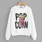 Romwe Sequin Popcorn Embellished Sweatshirt