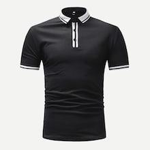 Romwe Men Varsity Striped Polo Shirt