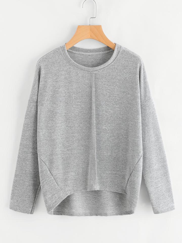 Romwe Drop Shoulder Dip Hem Tee