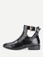 Romwe Cut Out Buckle Decorated Ankle Boots