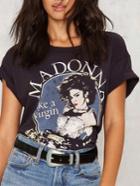 Romwe Black Madonna Print Cuffed T-shirt